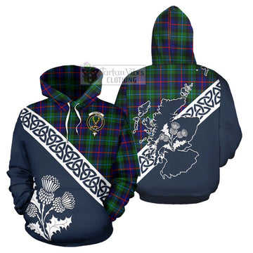 Calder Tartan Hoodie Featuring Thistle and Scotland Map Zip Hoodie - Tartan Vibes Clothing
