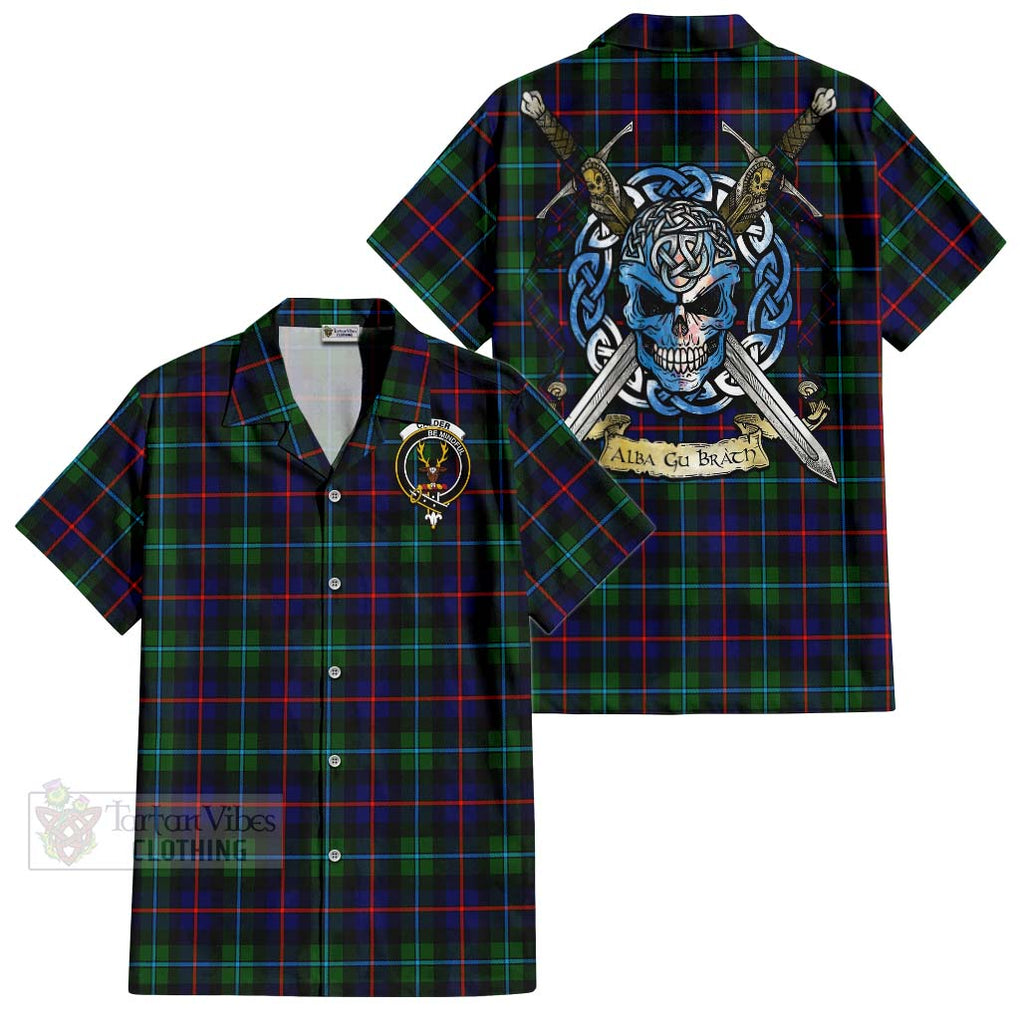Calder Tartan Hawaiian Shirt with Family Crest Celtic Skull Style Kid - Tartan Vibes Clothing