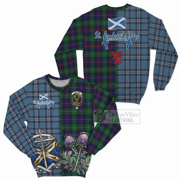 Calder Tartan Sweatshirt Happy St. Andrew's Day Half Tartan Style Unisex - Tartan Vibes Clothing