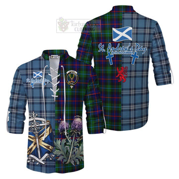 Tartan Vibes Clothing Calder Tartan Ghillie Kilt Shirt Happy St. Andrew's Day Half Tartan Style
