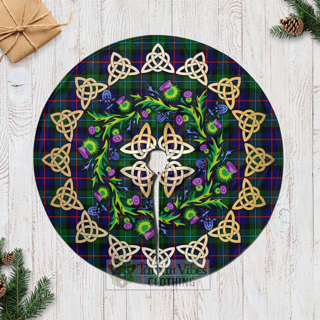 Calder Tartan Christmas Tree Skirt with Thistle Celtic Knot Style Casual Tree Skirts - Tartan Vibes Clothing