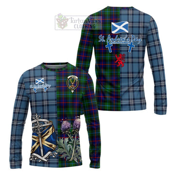 Calder Tartan Long Sleeve T-Shirt Happy St. Andrew's Day Half Tartan Style Unisex - Tartan Vibes Clothing