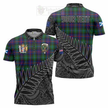 Calder Crest Tartan Zipper Polo Shirt with New Zealand Silver Fern Half Style Unisex - Tartan Vibes Clothing