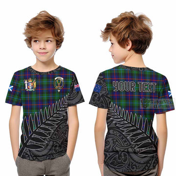 Calder Crest Tartan Kid T-Shirt with New Zealand Silver Fern Half Style Youth XL Size14 - Tartan Vibes Clothing
