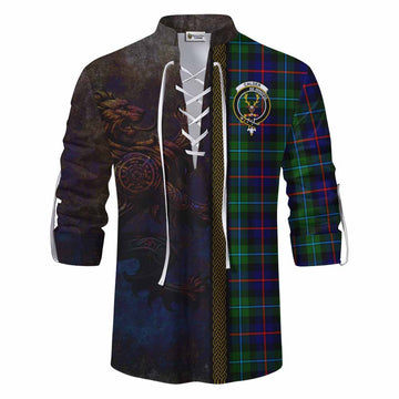 Calder Tartan Family Crest Ghillie Kilt Shirt Alba Gu Brath Be Brave Lion Ancient Style Men - Tartan Vibes Clothing
