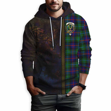 Calder Tartan Family Crest Hoodie Alba Gu Brath Be Brave Lion Ancient Style Pullover Hoodie - Tartan Vibes Clothing
