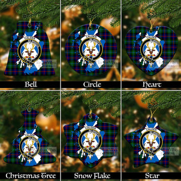Calder Tartan Christmas Ceramic Ornaments with Family Crest and Scotland Map Ceramic - Tartan Vibes Clothing