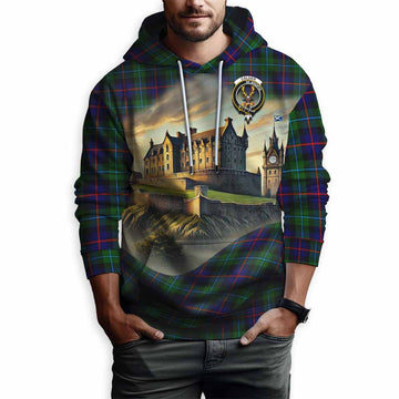 Calder Tartan Family Crest Hoodie with Scottish Ancient Castle Style Pullover Hoodie - Tartan Vibes Clothing