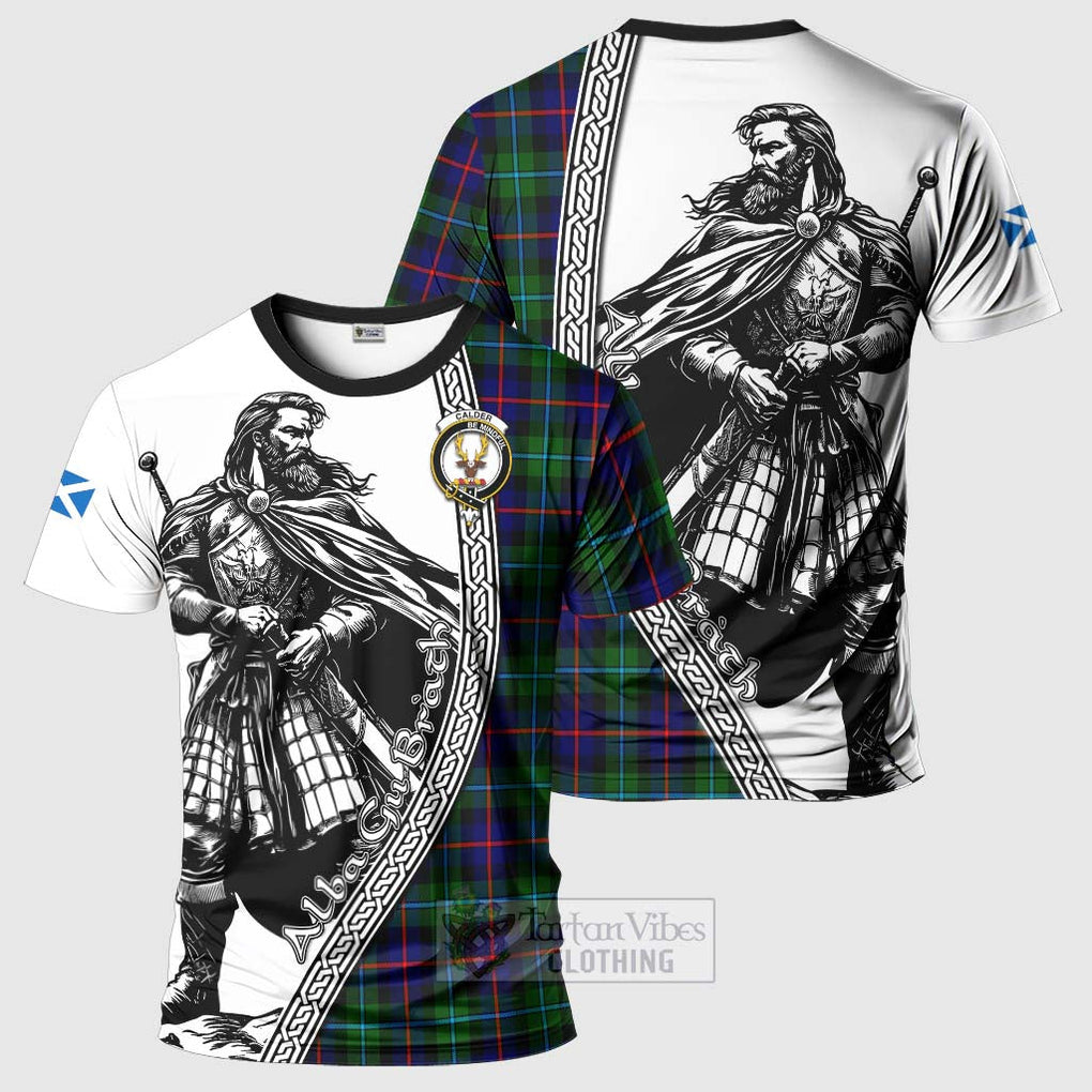 Calder Tartan Clan Crest T-Shirt with Highlander Warrior Celtic Style Kid's Shirt - Tartan Vibes Clothing