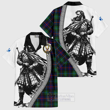 Calder Tartan Clan Crest Hawaiian Shirt with Highlander Warrior Celtic Style Kid - Tartan Vibes Clothing