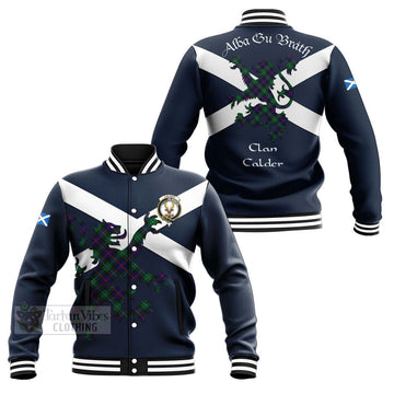 Calder Tartan Lion Rampant Baseball Jacket Proudly Display Your Heritage with Alba Gu Brath and Clan Name Unisex - Tartan Vibes Clothing