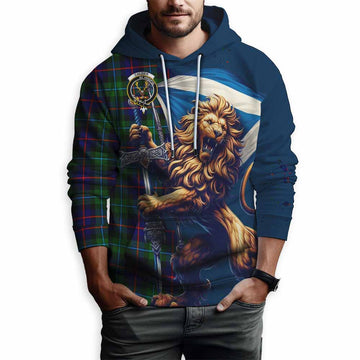 Calder Tartan Family Crest Hoodie with Scottish Majestic Lion Zip Hoodie - Tartan Vibes Clothing