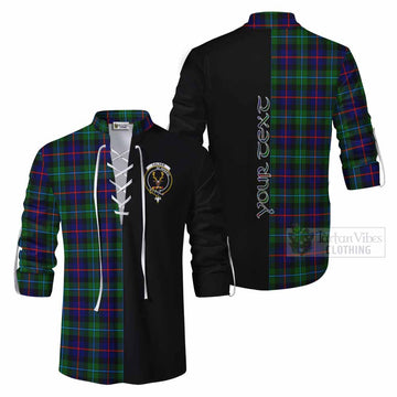 Calder Tartan Ghillie Kilt Shirt with Family Crest and Half Of Me Style Men - Tartan Vibes Clothing