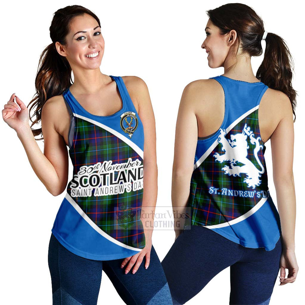 Tartan Vibes Clothing Calder Family Crest Tartan Women's Racerback Tanks Celebrate Saint Andrew's Day in Style