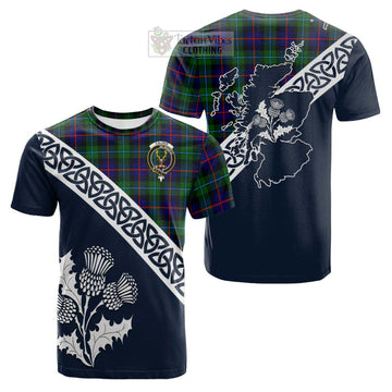 Calder Tartan Cotton T-shirt Featuring Thistle and Scotland Map Kid's Shirt - Tartan Vibes Clothing