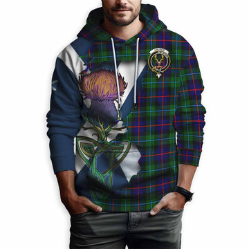 Tartan Vibes Clothing Calder Tartan Family Crest Hoodie Scottish Thistle Celtic Inspired