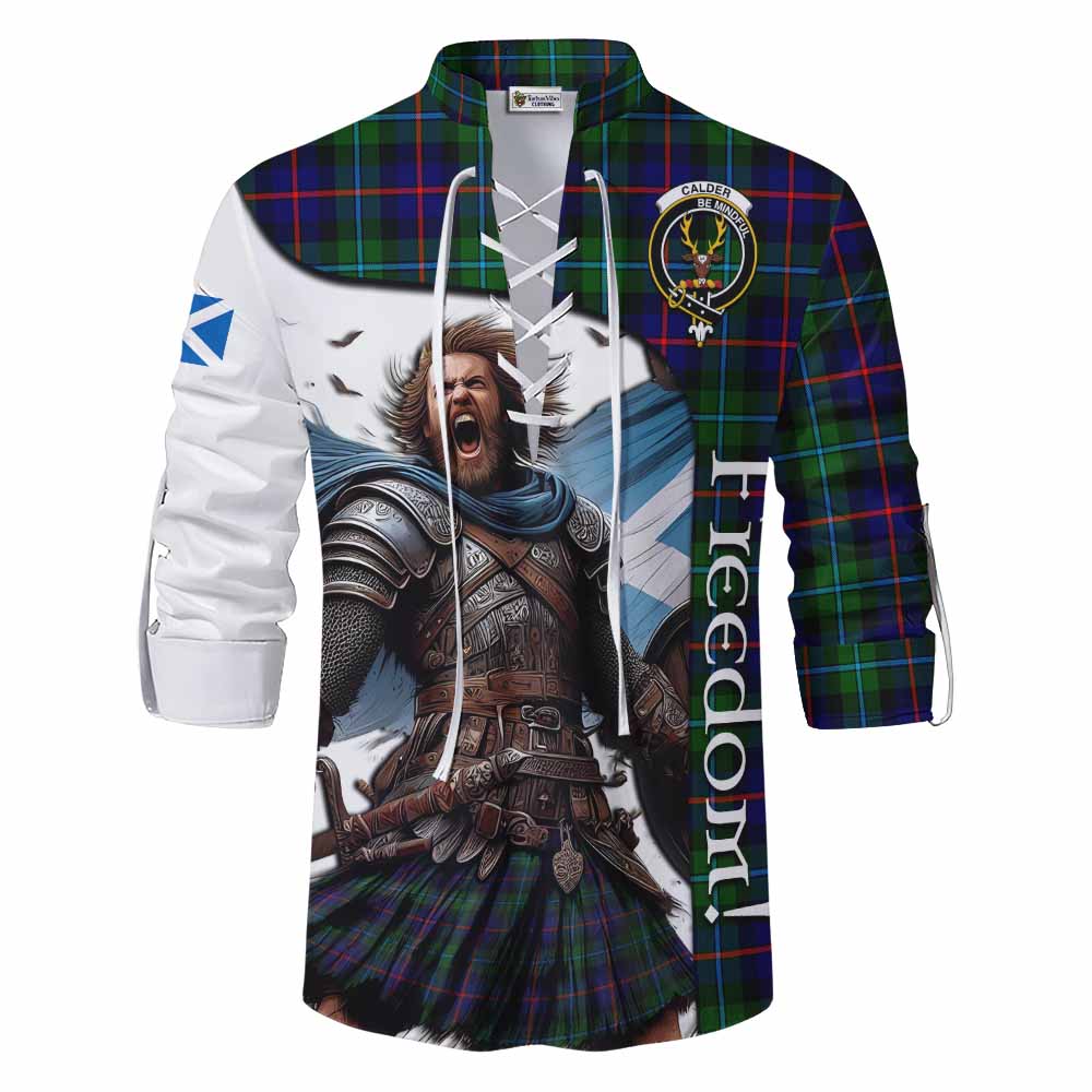 Tartan Vibes Clothing Calder Crest Tartan Ghillie Kilt Shirt Inspired by the Freedom of Scottish Warrior