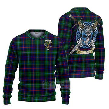 Calder Tartan Ugly Sweater with Family Crest Celtic Skull Style Unisex - Tartan Vibes Clothing