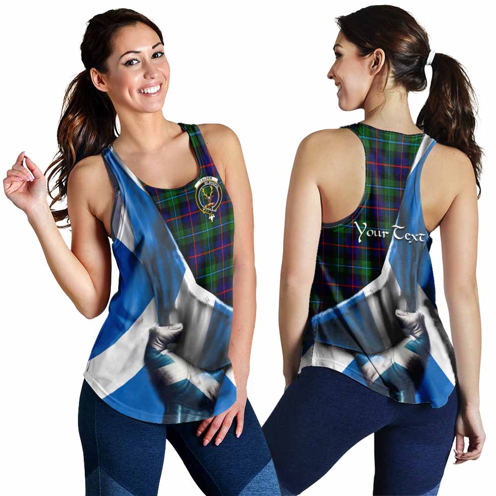 Tartan Vibes Clothing Calder Tartan Women's Racerback Tanks with Family Crest Scotland Patriotic Style