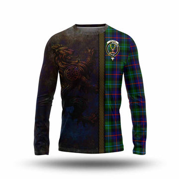 Calder Tartan Family Crest Long Sleeve T-Shirt Alba Gu Brath Be Brave Lion Ancient Style Unisex - Tartan Vibes Clothing