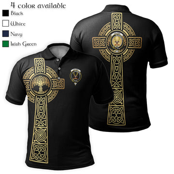 Calder Clan Polo Shirt with Golden Celtic Tree Of Life
