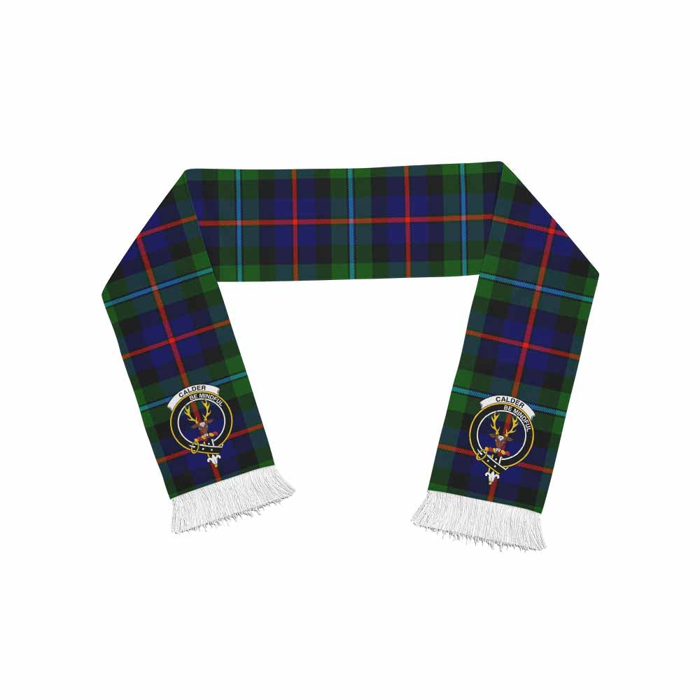 Calder Tartan Ruffneck Scarf with Family Crest One Size 67.7*6.7 inches - Tartan Vibes Clothing