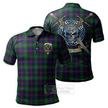 Calder Tartan Polo Shirt with Family Crest Celtic Skull Style Kid - Tartan Vibes Clothing