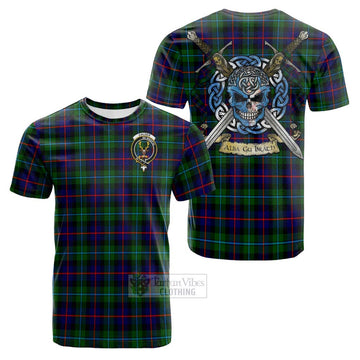 Calder Tartan Cotton T-shirt with Family Crest Celtic Skull Style Kid's Shirt - Tartan Vibes Clothing