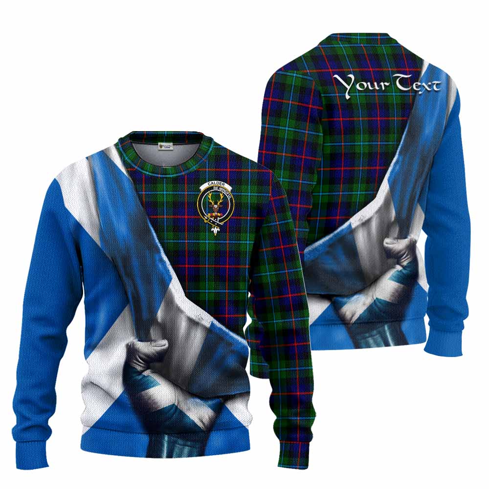 Calder Tartan Knitted Sweater with Family Crest Scotland Patriotic Style Unisex - Tartan Vibes Clothing