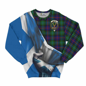 Calder Tartan Sweatshirt with Family Crest Scotland Patriotic Style Unisex - Tartan Vibes Clothing