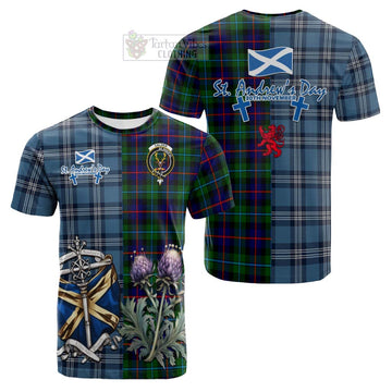 Calder Tartan Cotton T-shirt Happy St. Andrew's Day Half Tartan Style Kid's Shirt - Tartan Vibes Clothing