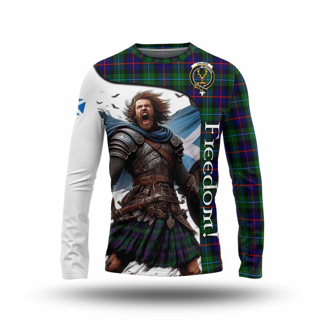 Tartan Vibes Clothing Calder Crest Tartan Long Sleeve T-Shirt Inspired by the Freedom of Scottish Warrior