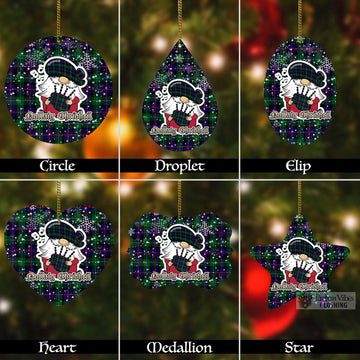 Calder Tartan Christmas Aluminium Ornament with Scottish Gnome Playing Bagpipes Aluminium - Tartan Vibes Clothing
