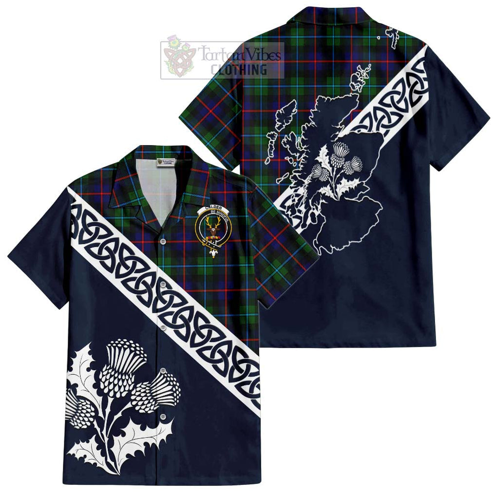 Calder Tartan Hawaiian Shirt Featuring Thistle and Scotland Map Kid - Tartan Vibes Clothing