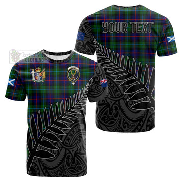 Calder Crest Tartan Cotton T-shirt with New Zealand Silver Fern Half Style Kid's Shirt - Tartan Vibes Clothing