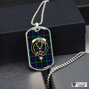 Tartan Vibes Clothing Calder Tartan Dog Tag Necklace with Family Crest