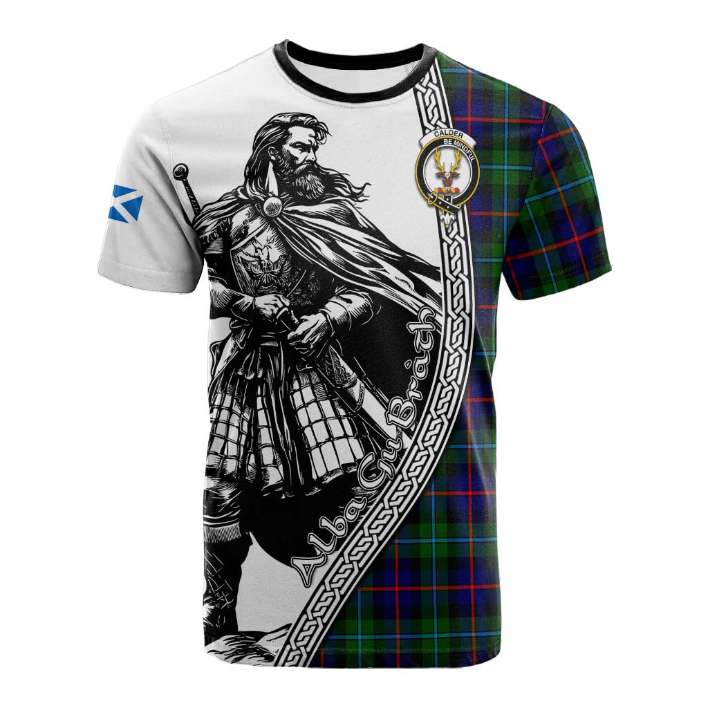 Calder Tartan Clan Crest Cotton T-shirt with Highlander Warrior Celtic Style Kid's Shirt - Tartan Vibes Clothing