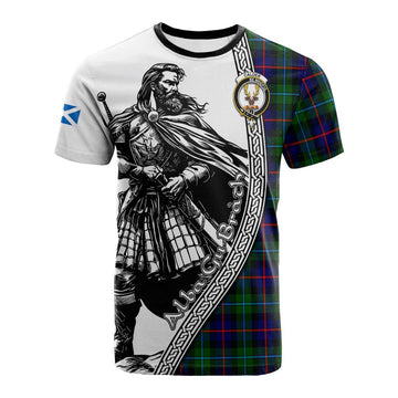 Calder Tartan Clan Crest Cotton T-shirt with Highlander Warrior Celtic Style Kid's Shirt - Tartan Vibes Clothing