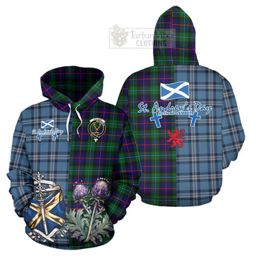 Calder Tartan Hoodie Happy St. Andrew's Day Half Tartan Style Zip Hoodie - Tartan Vibes Clothing