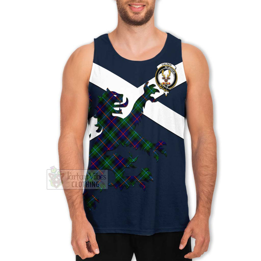 Tartan Vibes Clothing Calder Tartan Lion Rampant Men's Tank Top – Proudly Display Your Heritage with Alba Gu Brath and Clan Name