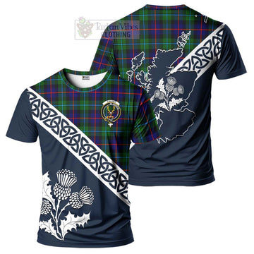 Calder Tartan T-Shirt Featuring Thistle and Scotland Map Kid's Shirt - Tartanvibesclothing Store
