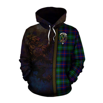 Calder Tartan Family Crest Cotton Hoodie Alba Gu Brath Be Brave Lion Ancient Style Pullover Hoodie XS - Tartan Vibes Clothing