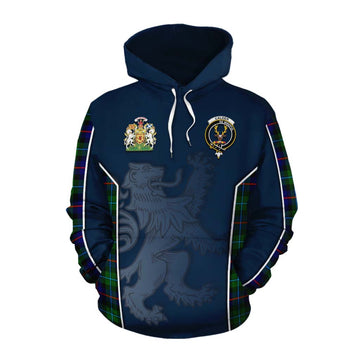 Calder Tartan Cotton Hoodie with Family Crest and Lion Rampant Vibes Sport Style Pullover Hoodie XS - Tartan Vibes Clothing
