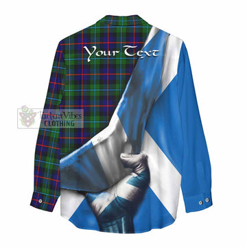 Calder Tartan Women's Casual Shirt with Family Crest Scotland Patriotic Style - Tartan Vibes Clothing