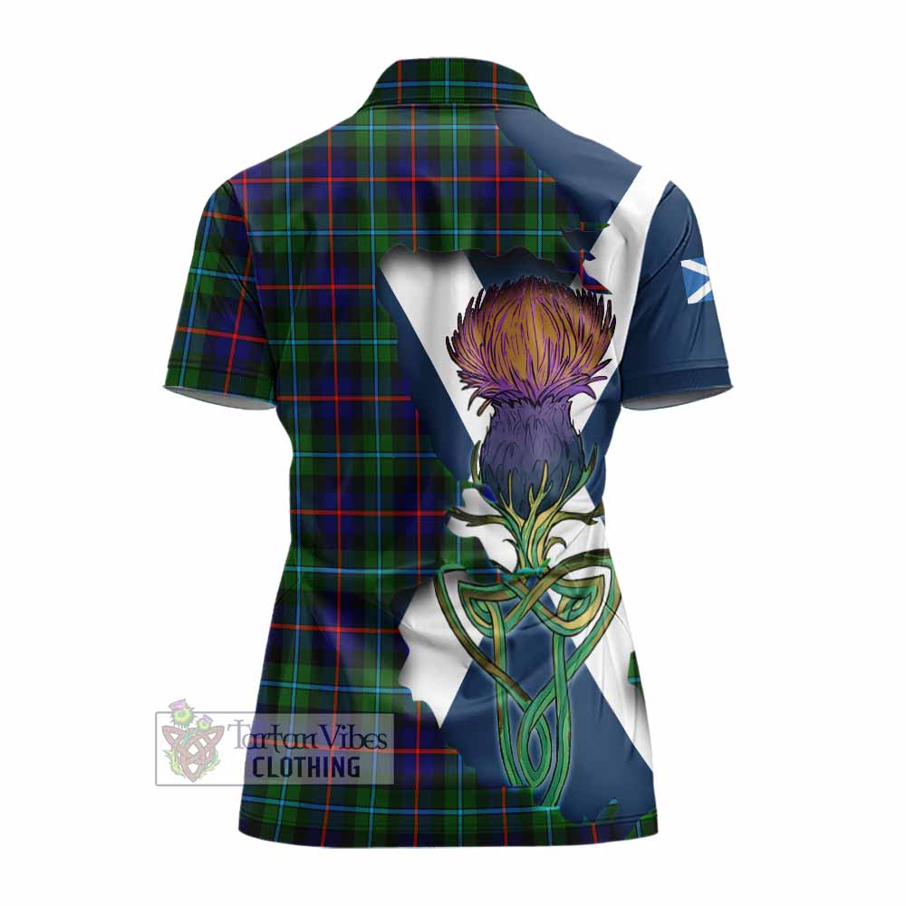 Tartan Vibes Clothing Calder Tartan Family Crest Women's Polo Shirt Scottish Thistle Celtic Inspired