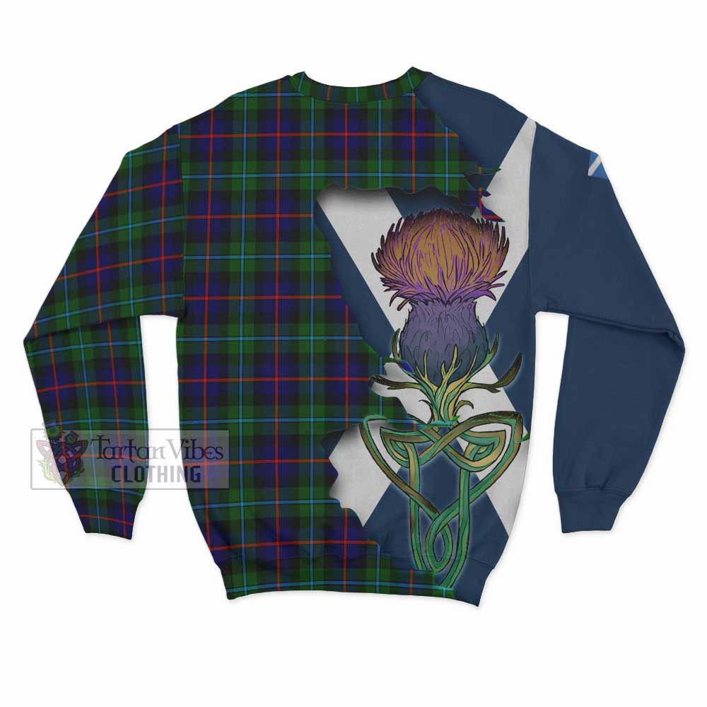 Tartan Vibes Clothing Calder Tartan Family Crest Sweatshirt Scottish Thistle Celtic Inspired
