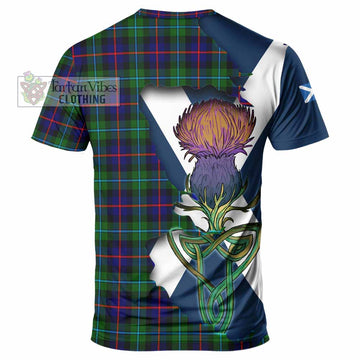 Tartan Vibes Clothing Calder Tartan Family Crest T-Shirt Scottish Thistle Celtic Inspired