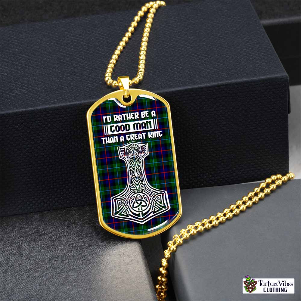 Calder Tartan Dog Tag Necklace Viking Mjolnir Style Gold No - Tartan Vibes Clothing