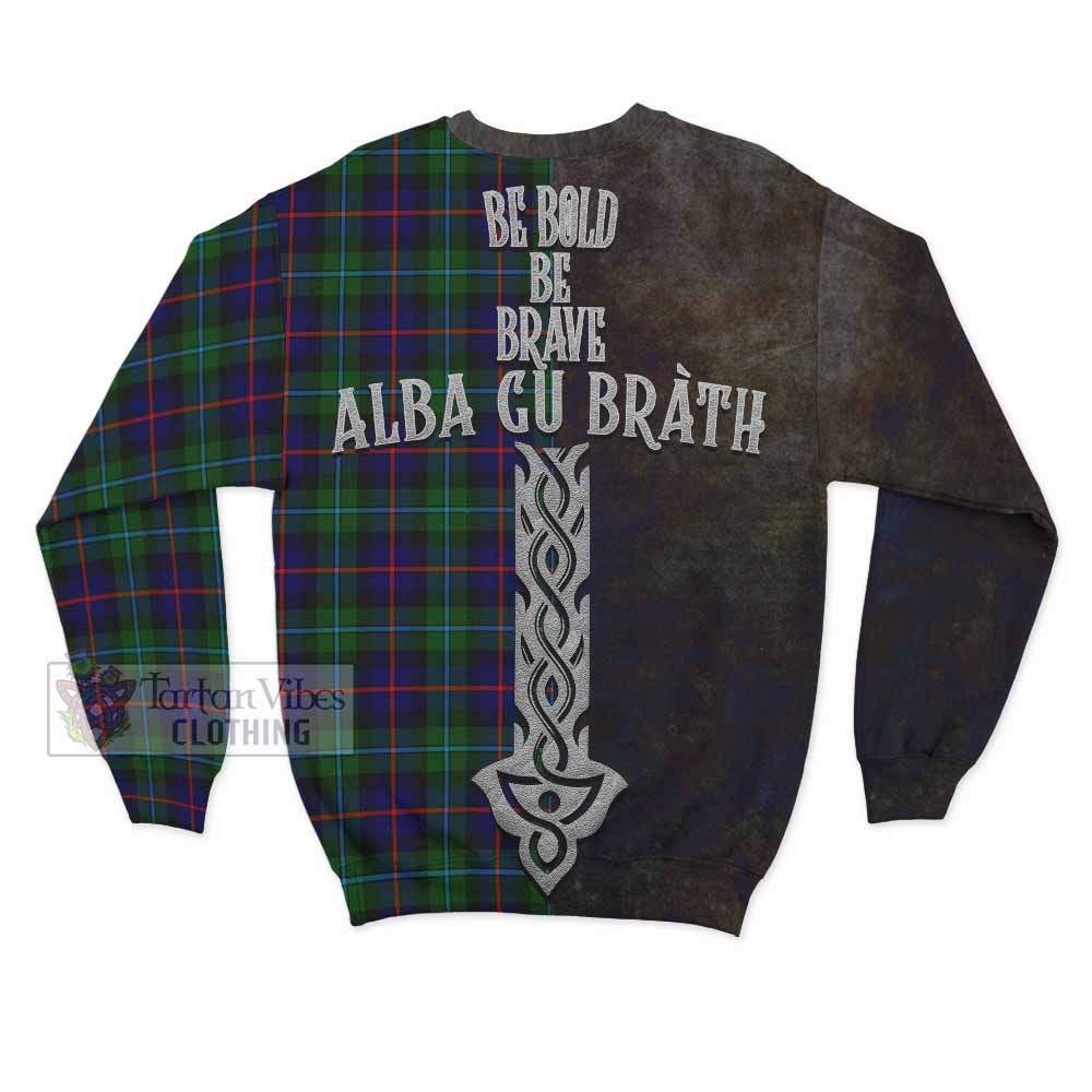 Tartan Vibes Clothing Calder Tartan Family Crest Sweatshirt Alba Gu Brath Be Brave Lion Ancient Style