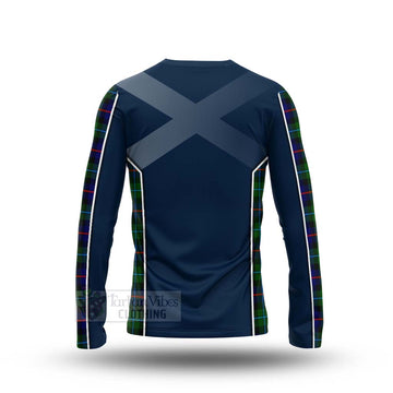 Tartan Vibes Clothing Calder Tartan Long Sleeve T-Shirt with Family Crest and Scottish Thistle Vibes Sport Style
